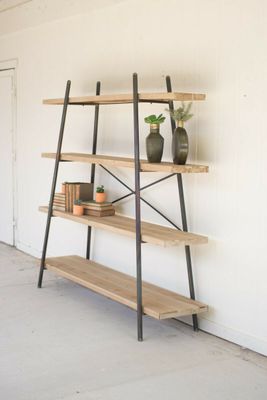 4 Tiered Wood &amp; Metal Display Shelf