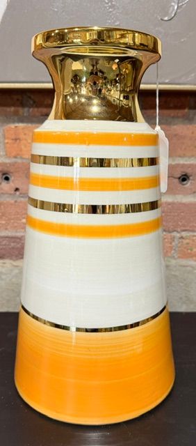 Ceramic 14" Tapered Vase, Orange Ceramic 14" Tapered Vase, Orange