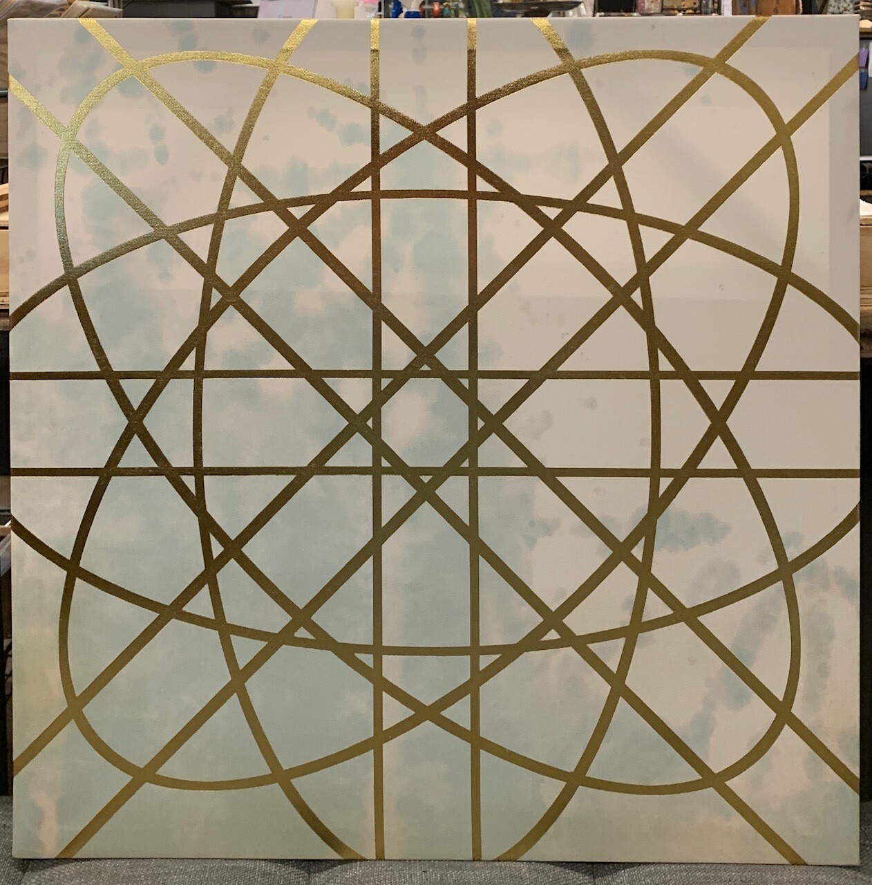 Arctic Geometric Printed Canvas with Gold Foil Embellishement Arctic Geometric Printed Canvas with Gold Foil Embellishement