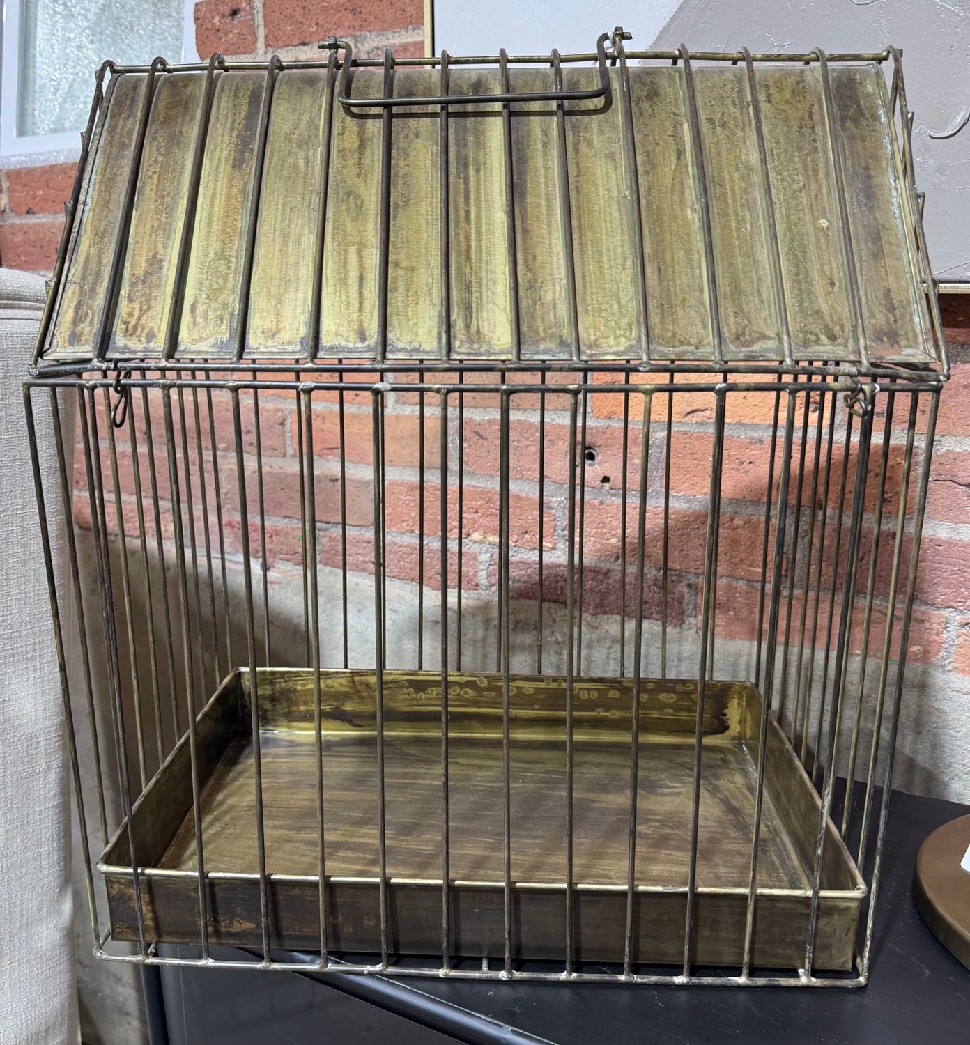 Antique Brass Wire Plant Holder-Lg Antique Brass Wire Plant Holder-Lg