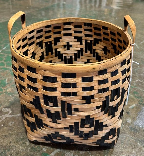 Sm Natural and Black Split Bamboo Basket Sm Natural and Black Split Bamboo Basket