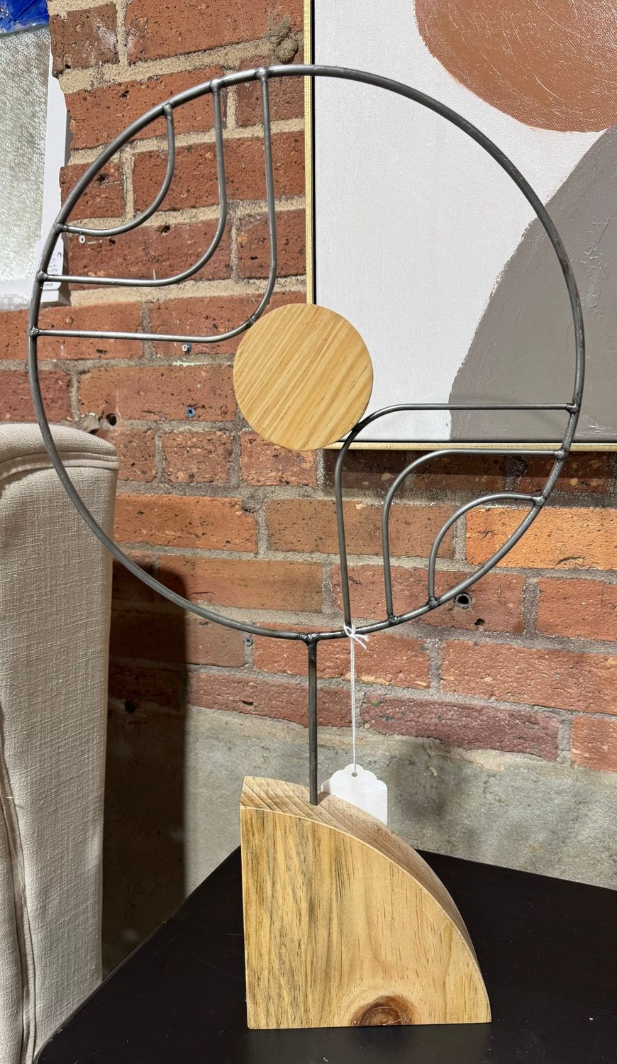 Wire & Wood Sculpture On Recycled Wood Base - Sm Wire & Wood Sculpture On Recycled Wood Base - Sm