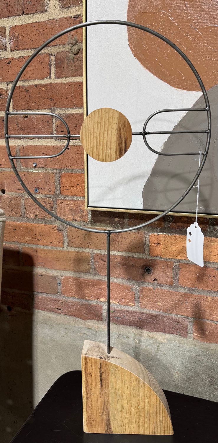 Wire & Wood Sculpture On Recycled Wood Base - Lg Wire & Wood Sculpture On Recycled Wood Base - Lg