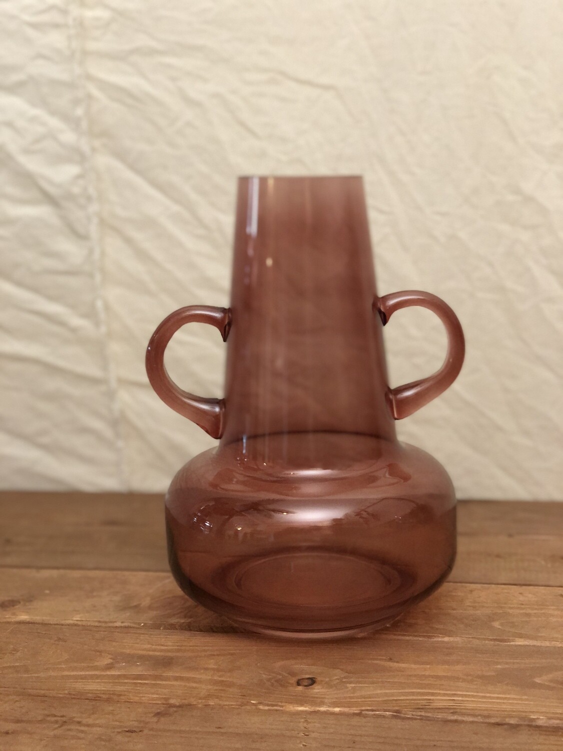 Red Clay Glass Vase w/Handles - Lg