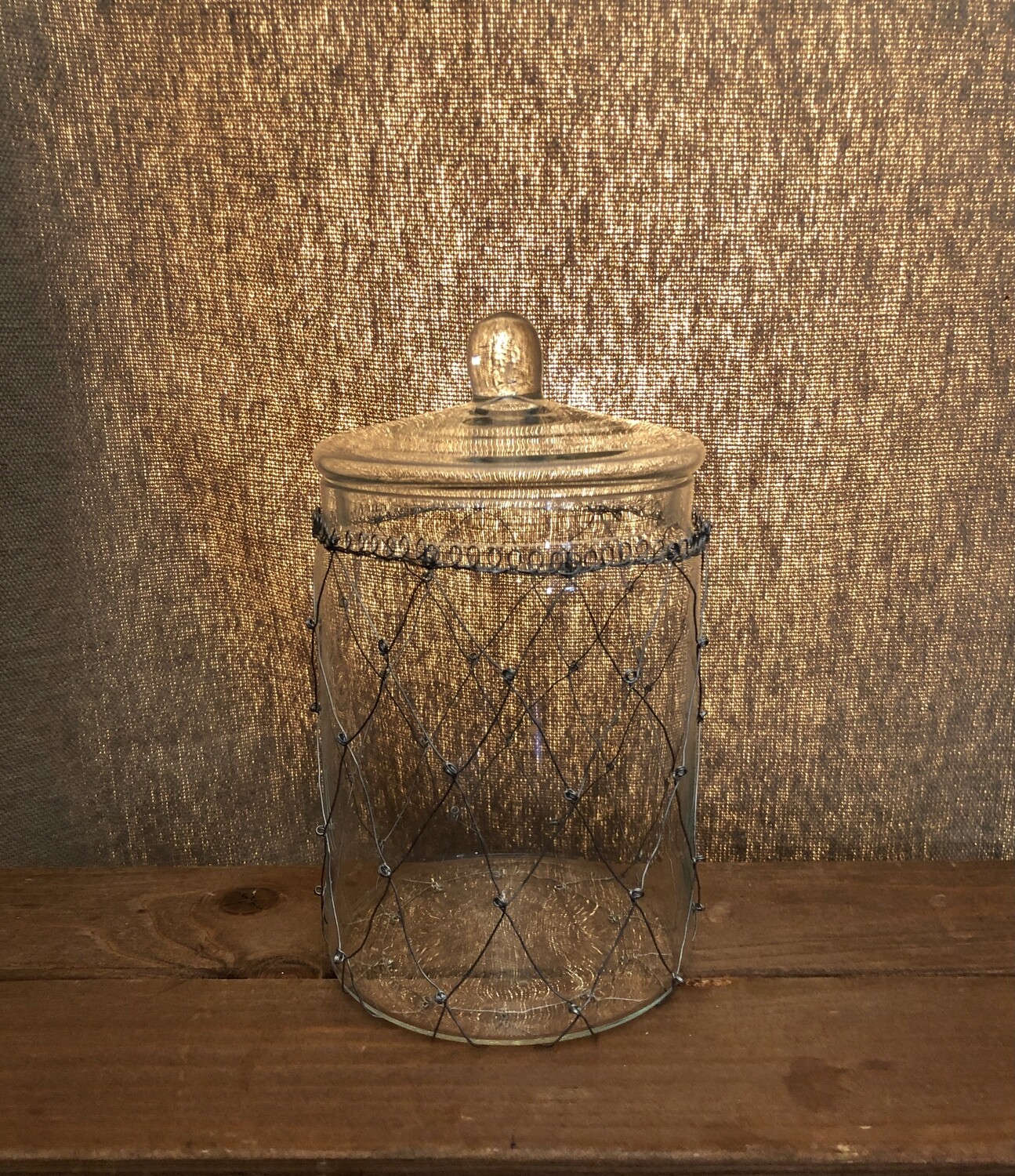 Glass Jar w/Twisted Wire &amp; Lid 8"