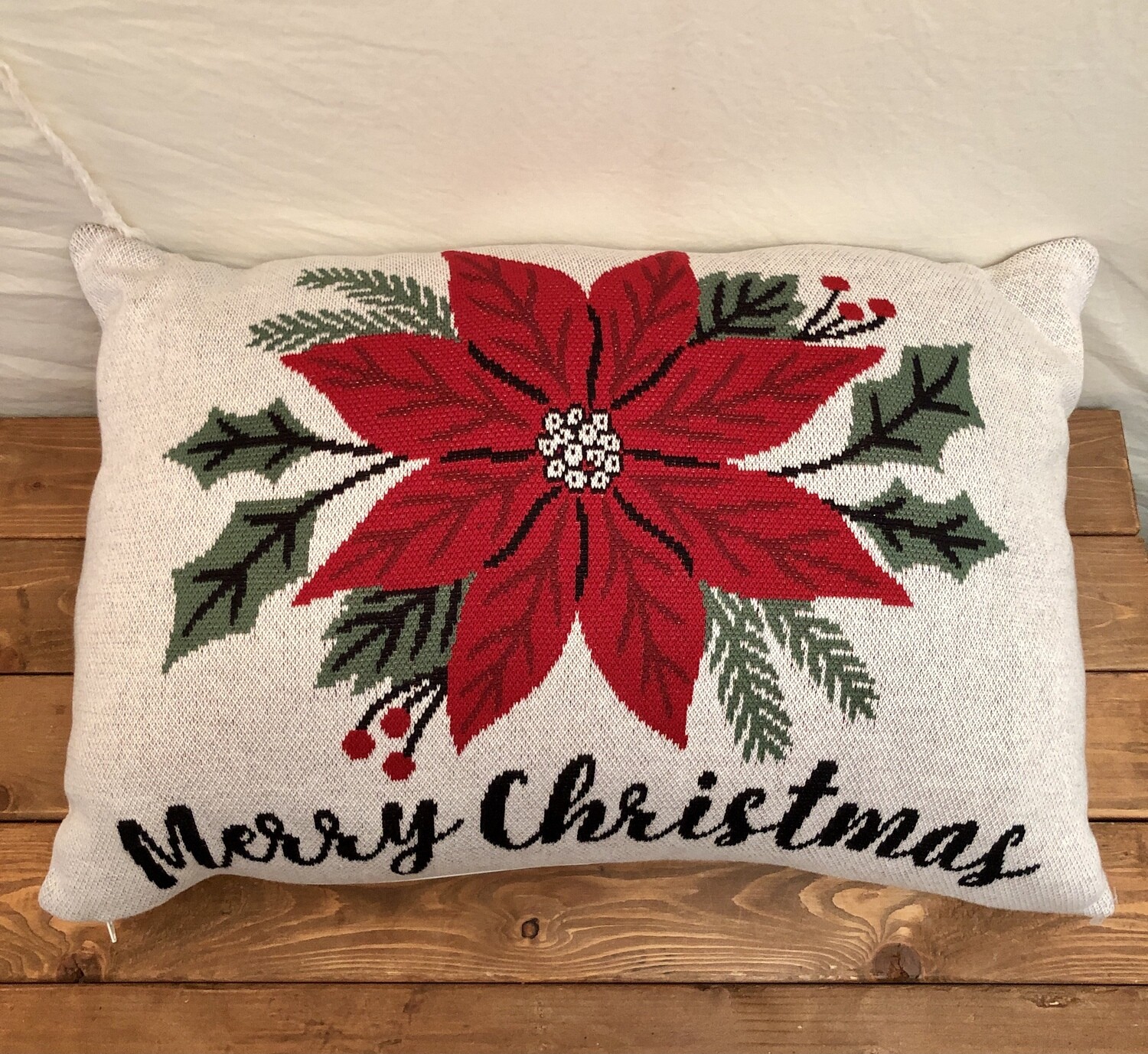 Poinsettia Knit Pillow
