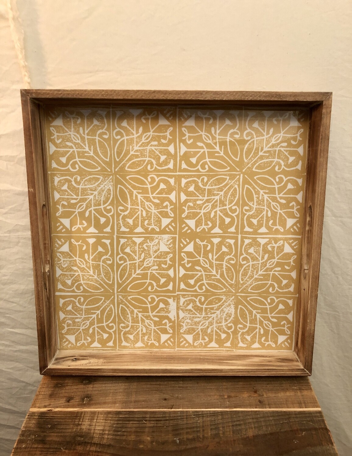 Yellow Print Pattern Tray - Lg Yellow Print Pattern Tray - Lg