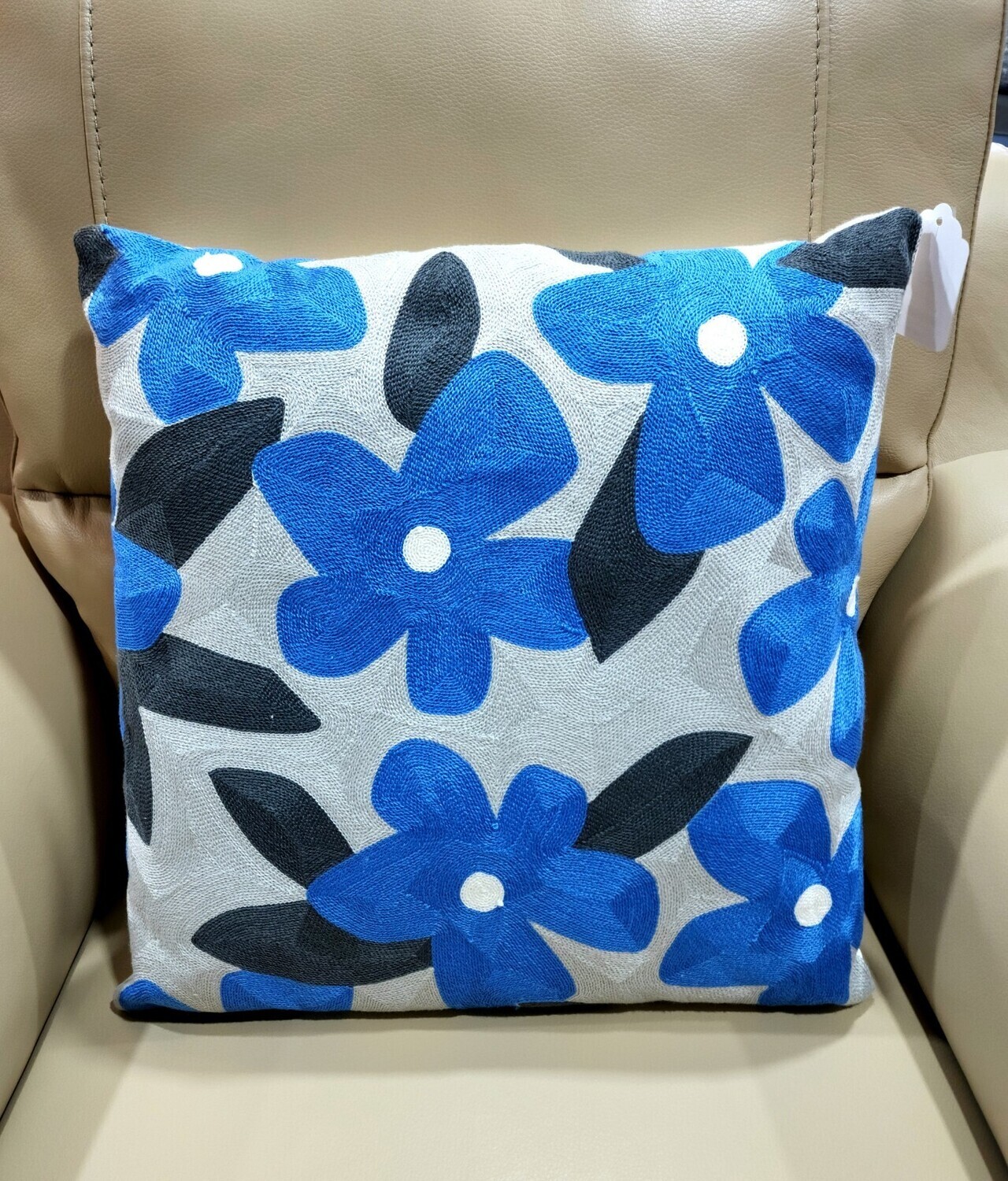 Blue & Gray Floral Pillow Blue & Gray Floral Pillow