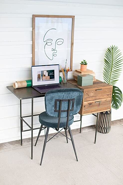 Metal Desk w/Recycled Elm Wood Drawers Metal Desk w/Recycled Elm Wood Drawers