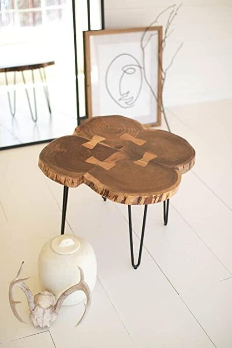 Live Edge Wooden Coffee Table w/Iron Legs