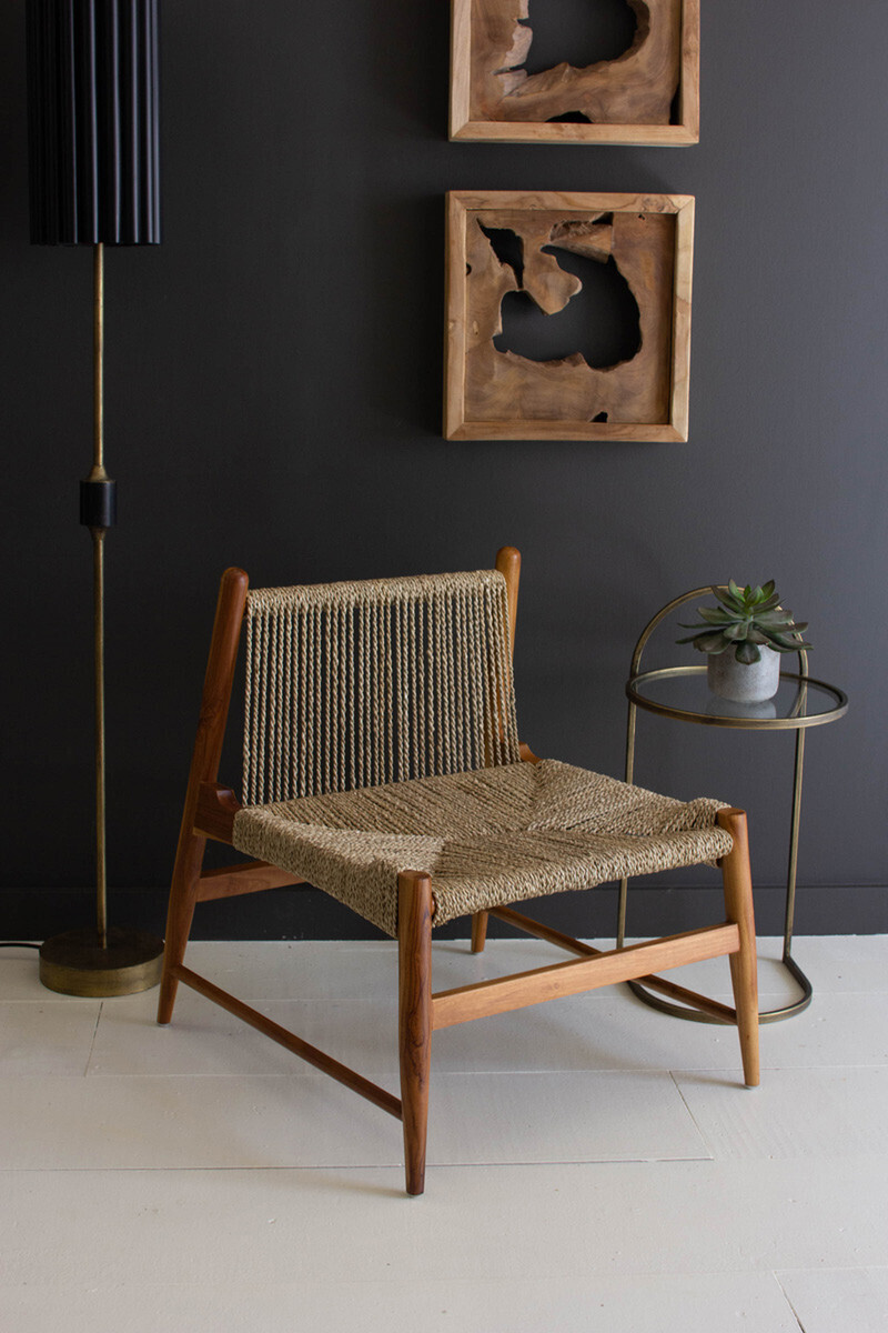 Teak Lounge Chair W/Woven Seat & Back I Teak Lounge Chair W/Woven Seat & Back I