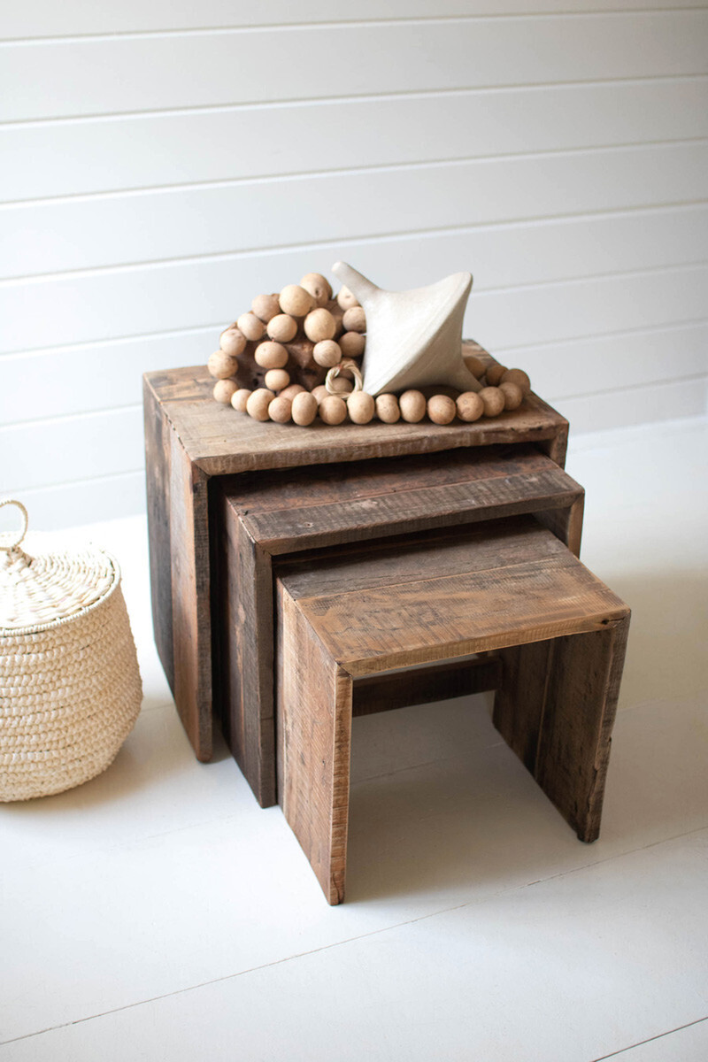 S/3 Recycled Wood Nesting Benches S/3 Recycled Wood Nesting Benches