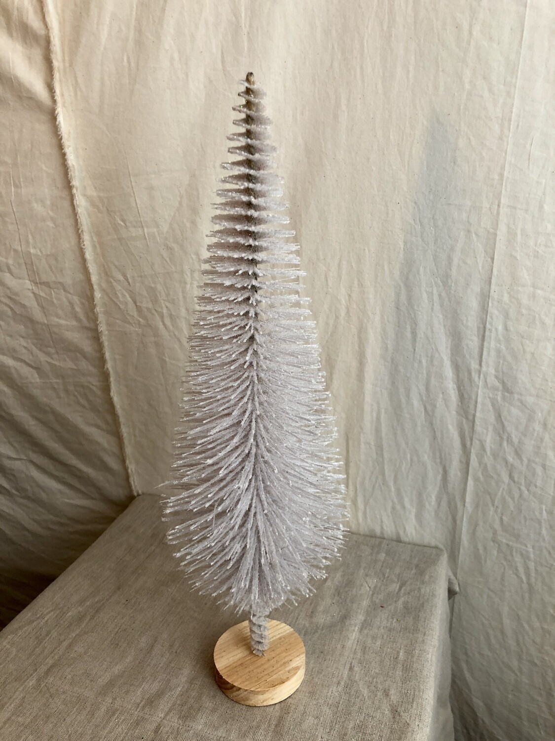 Glitter Tall Bristle Tree White