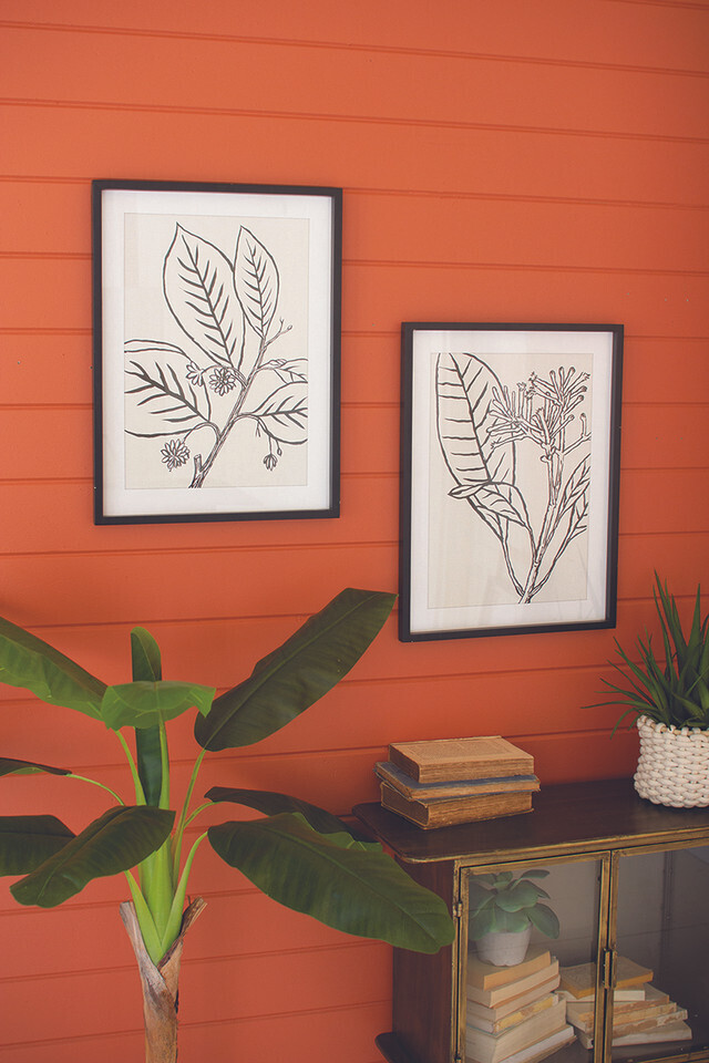 Leaf Print Under Glass w/Black Frame II
