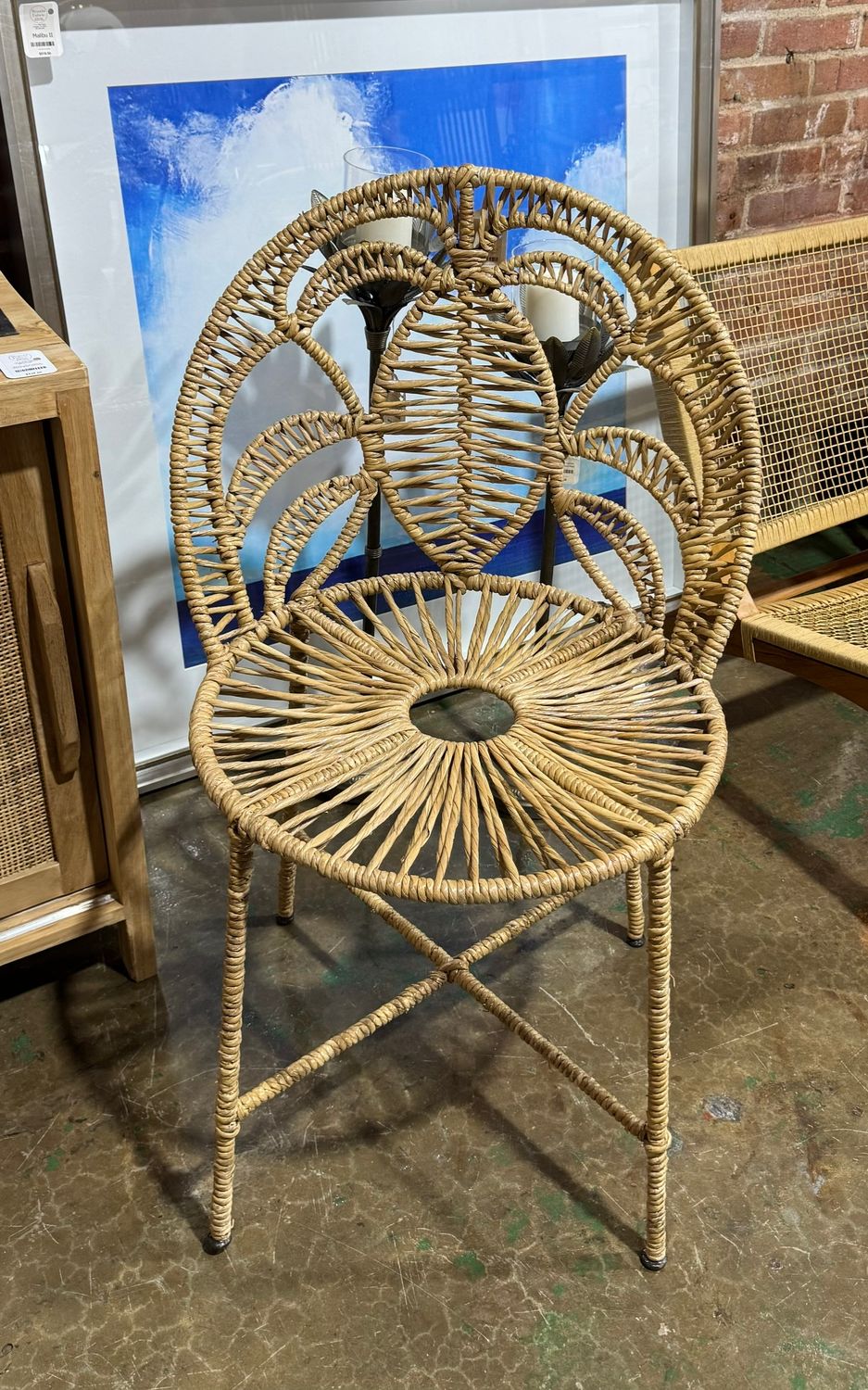 Woven Seagrass & Iron Accent Chair Woven Seagrass & Iron Accent Chair