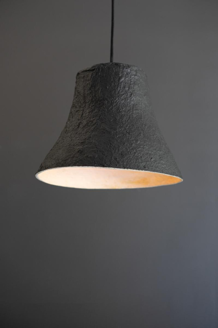 Hat Paper Mache Pendant Light - Black Hat Paper Mache Pendant Light - Black