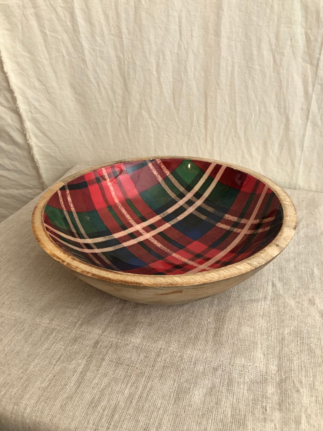 Plaid Wood Bowl 4"