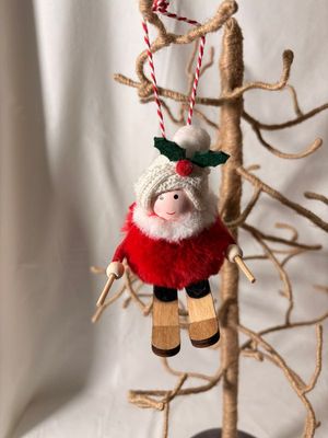 Felt Round Mrs. Claus on Skis Ornament Felt Round Mrs. Claus on Skis Ornament