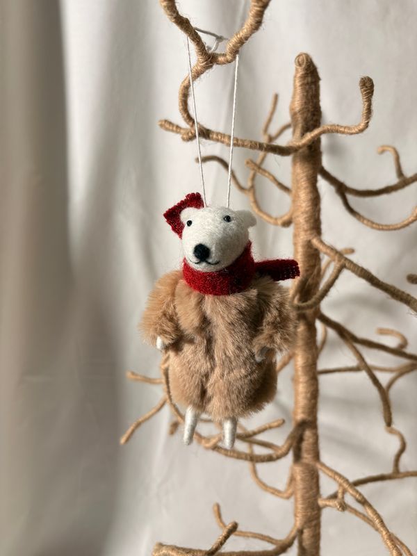 Felt Polar Bear w/Fur Coat Ornament