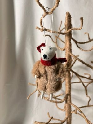 Felt Polar Bear w/Fur Coat Ornament