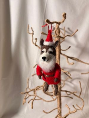 Felt Raccoon Santa Ornament
