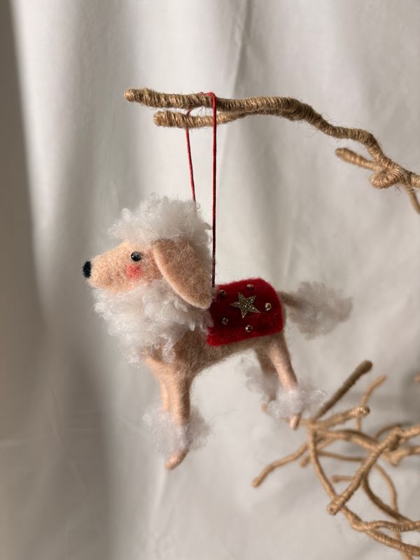 Felt Pink Poodle Ornament