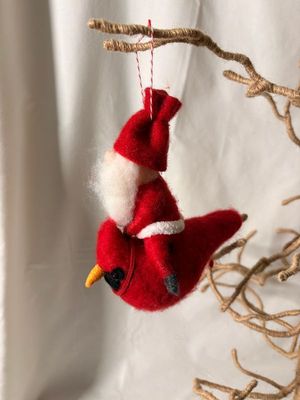 Felt Santa on Cardinal Ornament