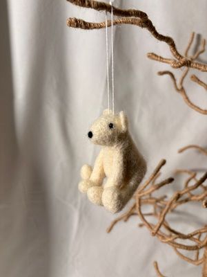 Felt White Bear Ornament Sm
