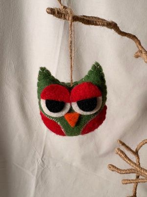 Felt Owl Ornament Green