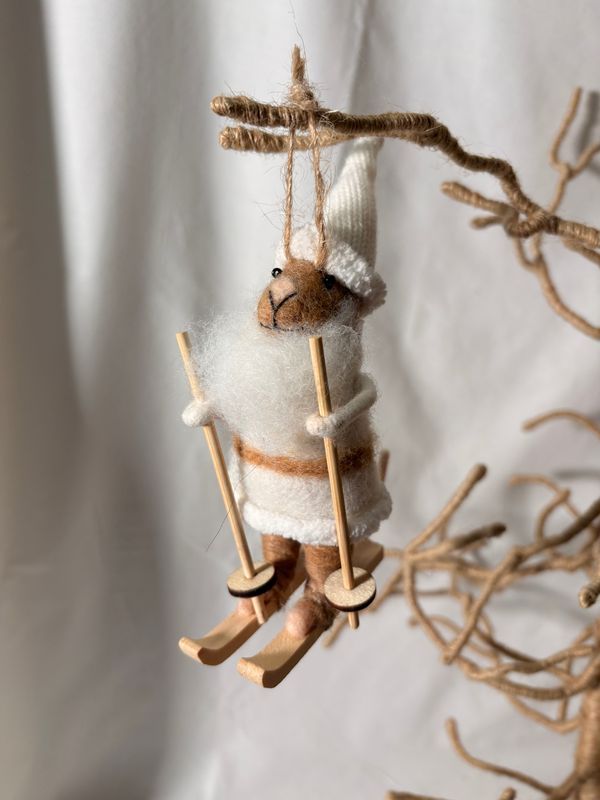 Felt Nordic Ski Mouse Ornament