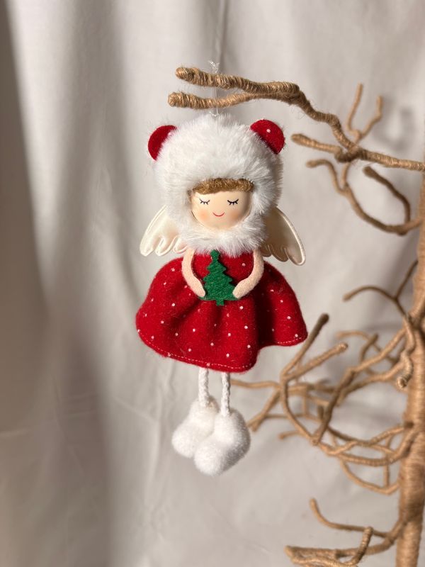 Angel Girl in Red Dress Ornament