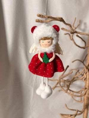 Angel Girl in Red Dress Ornament