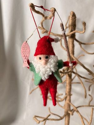 Felt Fishing Santa Ornament