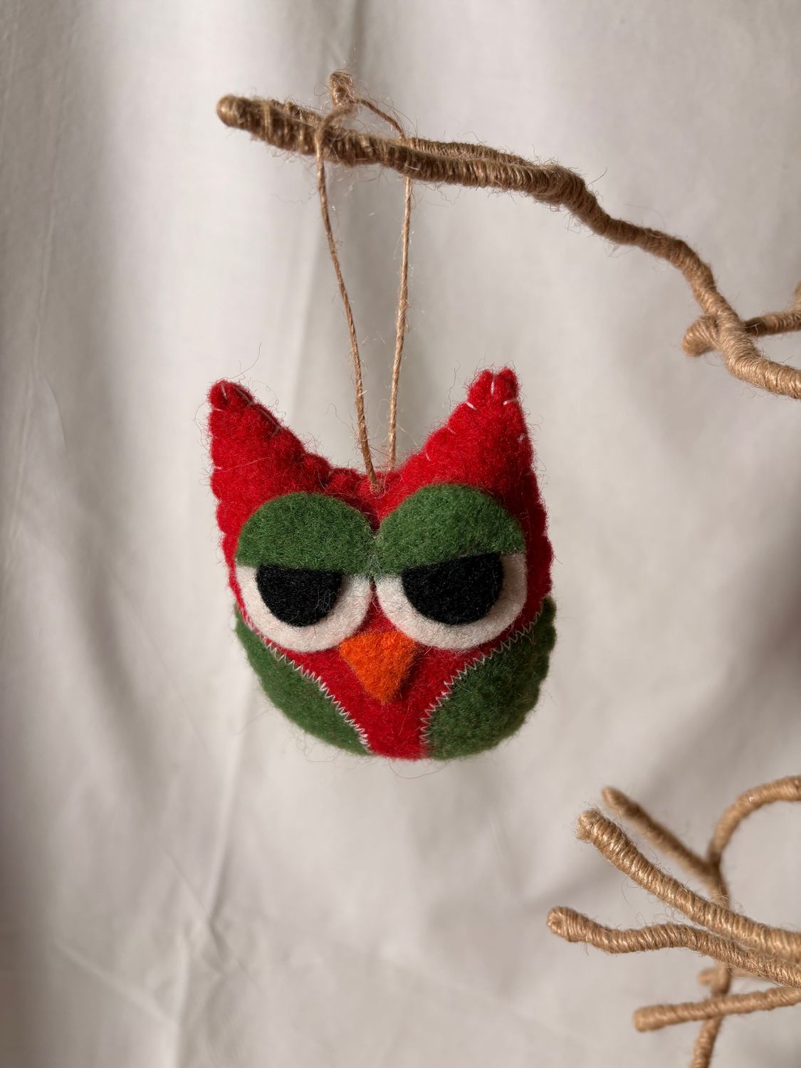 Felt Owl Ornament Red