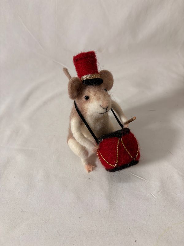 Felt Drummer Mouse Ornament