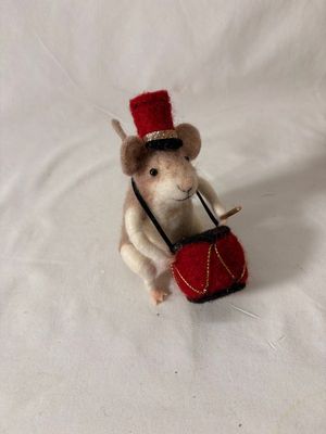 Felt Drummer Mouse Ornament
