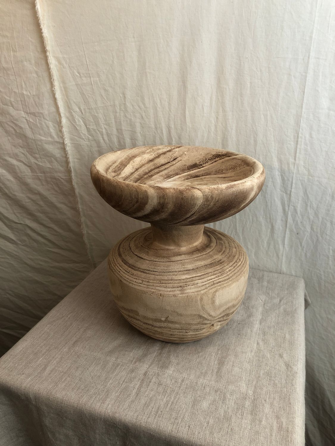 Turned Wooden Pedestal Med Turned Wooden Pedestal Med