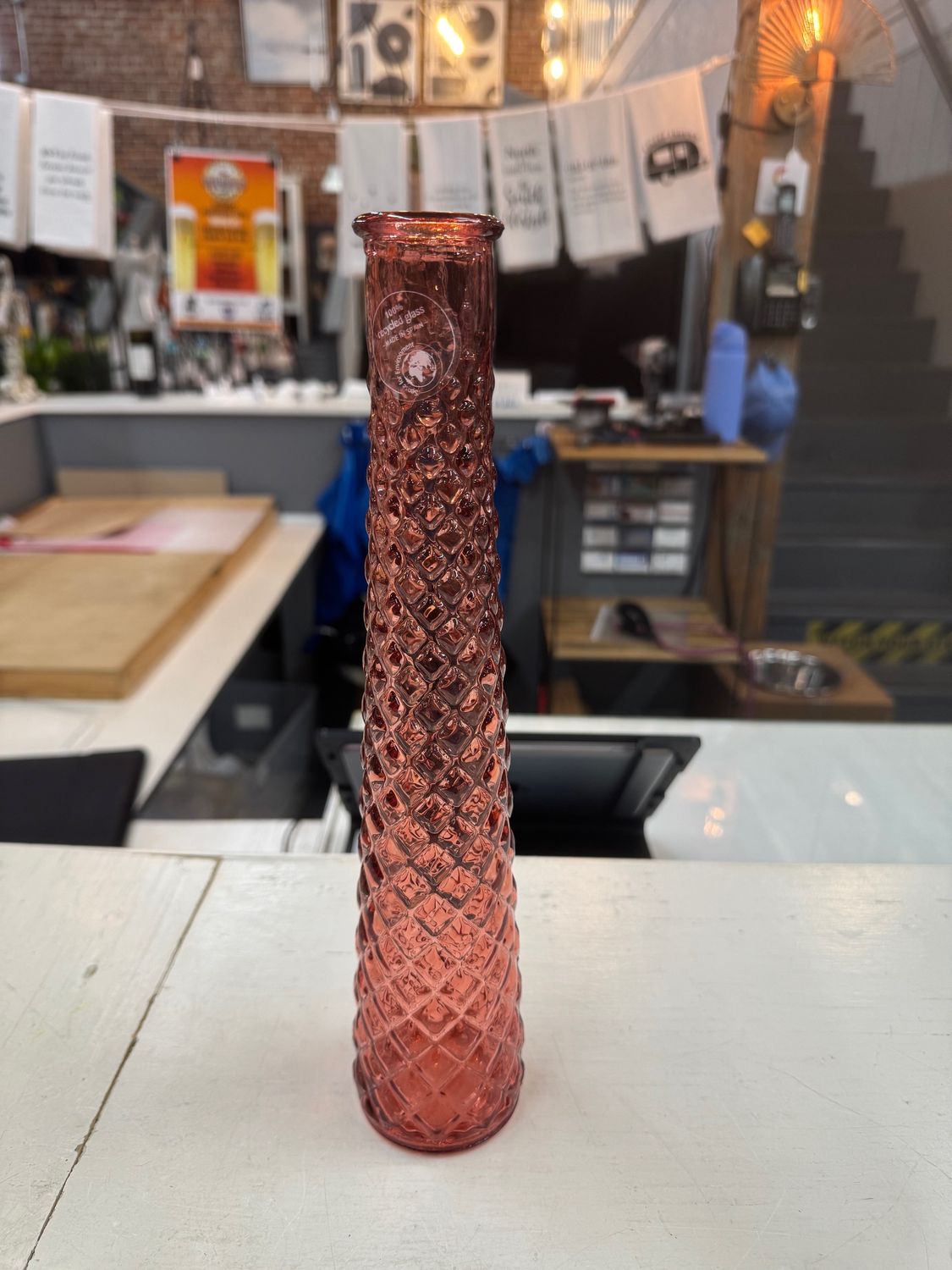 12.5" Tall Recycled Glass Vase Pink 12.5" Tall Recycled Glass Vase Pink