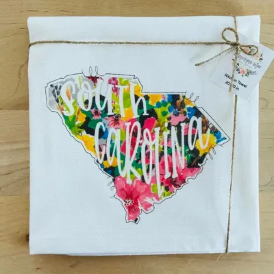 Floral South Carolina Tea Towel Floral South Carolina Tea Towel