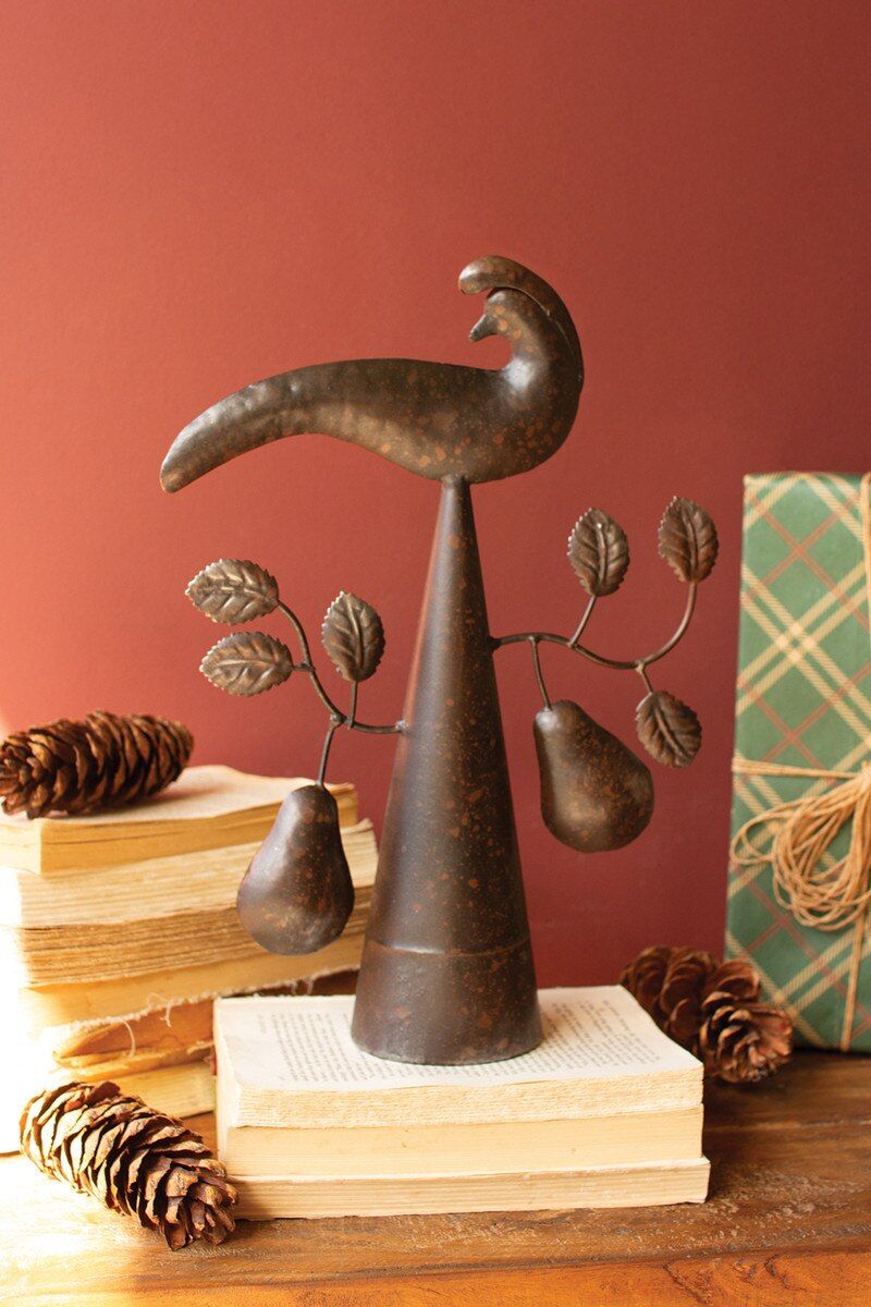 Metal Partridge in a Pear Tree Bottle Topper Metal Partridge in a Pear Tree Bottle Topper