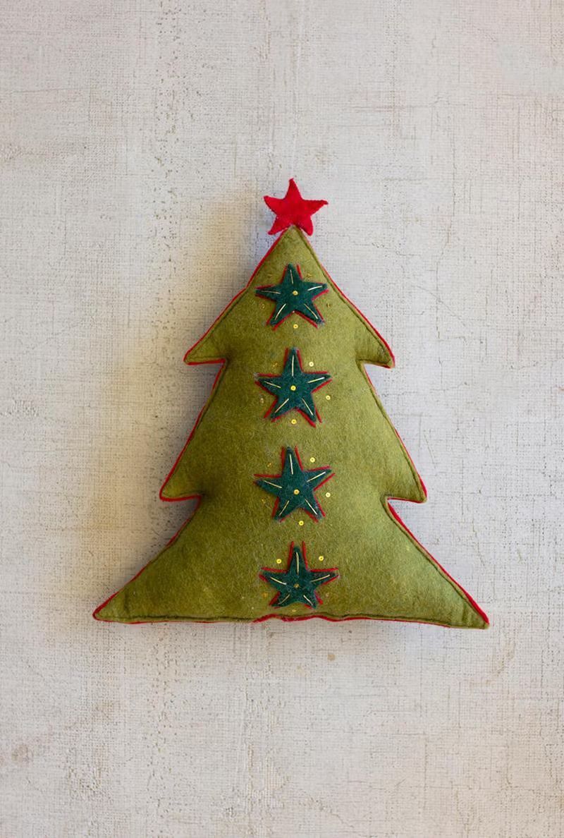 Felt Christmas Tree Pillow - Green