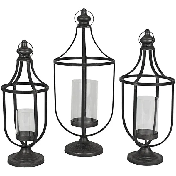 Metal Lantern w/Glass Insert Lg Metal Lantern w/Glass Insert Lg