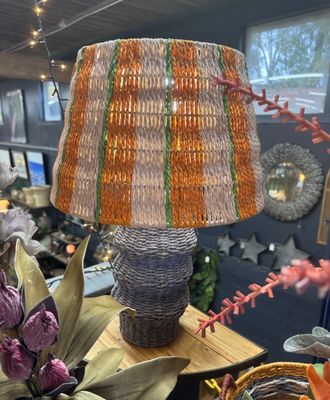 Recycled Paper Rope &amp; Iron Table Lamp