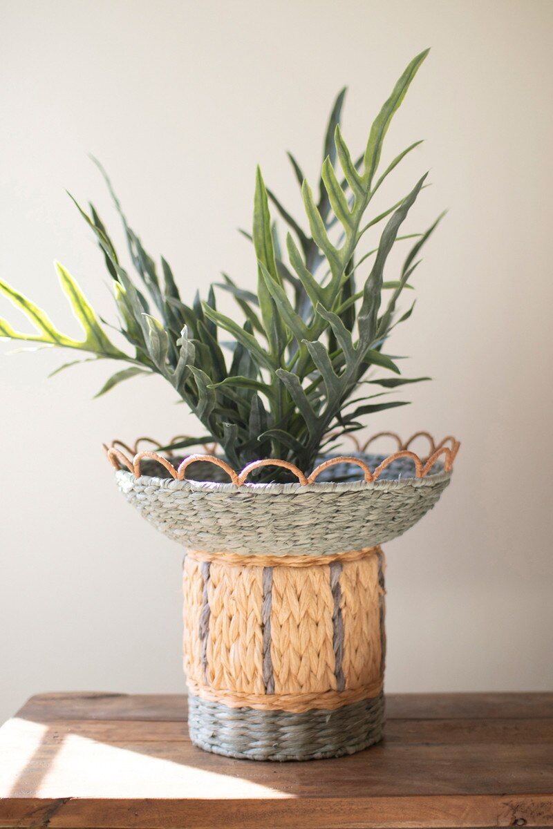 Recycled Paper Rope and Iron Compote w/Scalloped Rim