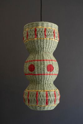 Recycled Paper Rope &amp; Iron Pendant Light - Sage Green