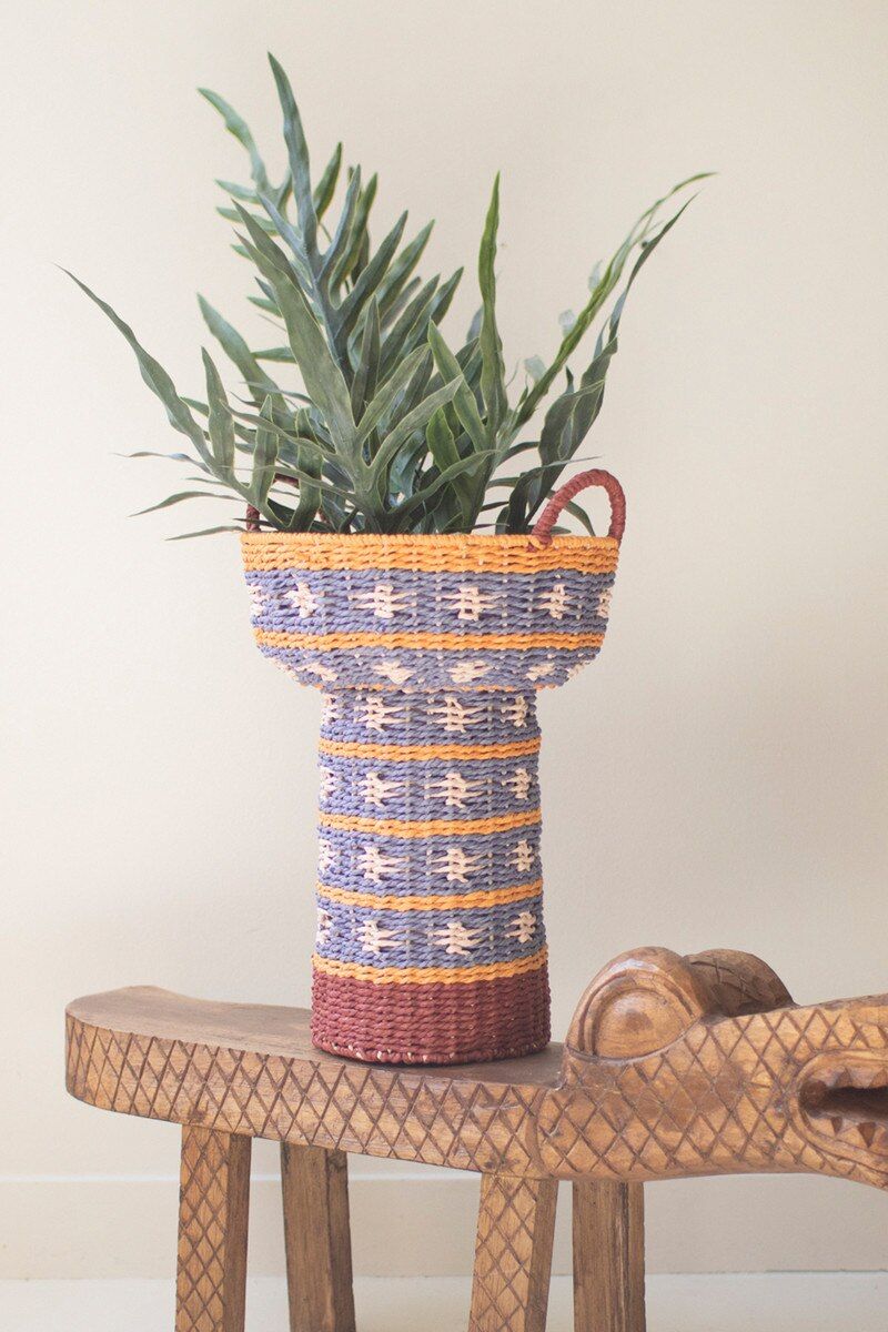 Recycled Paper Rope and Iron Compote w/Handles