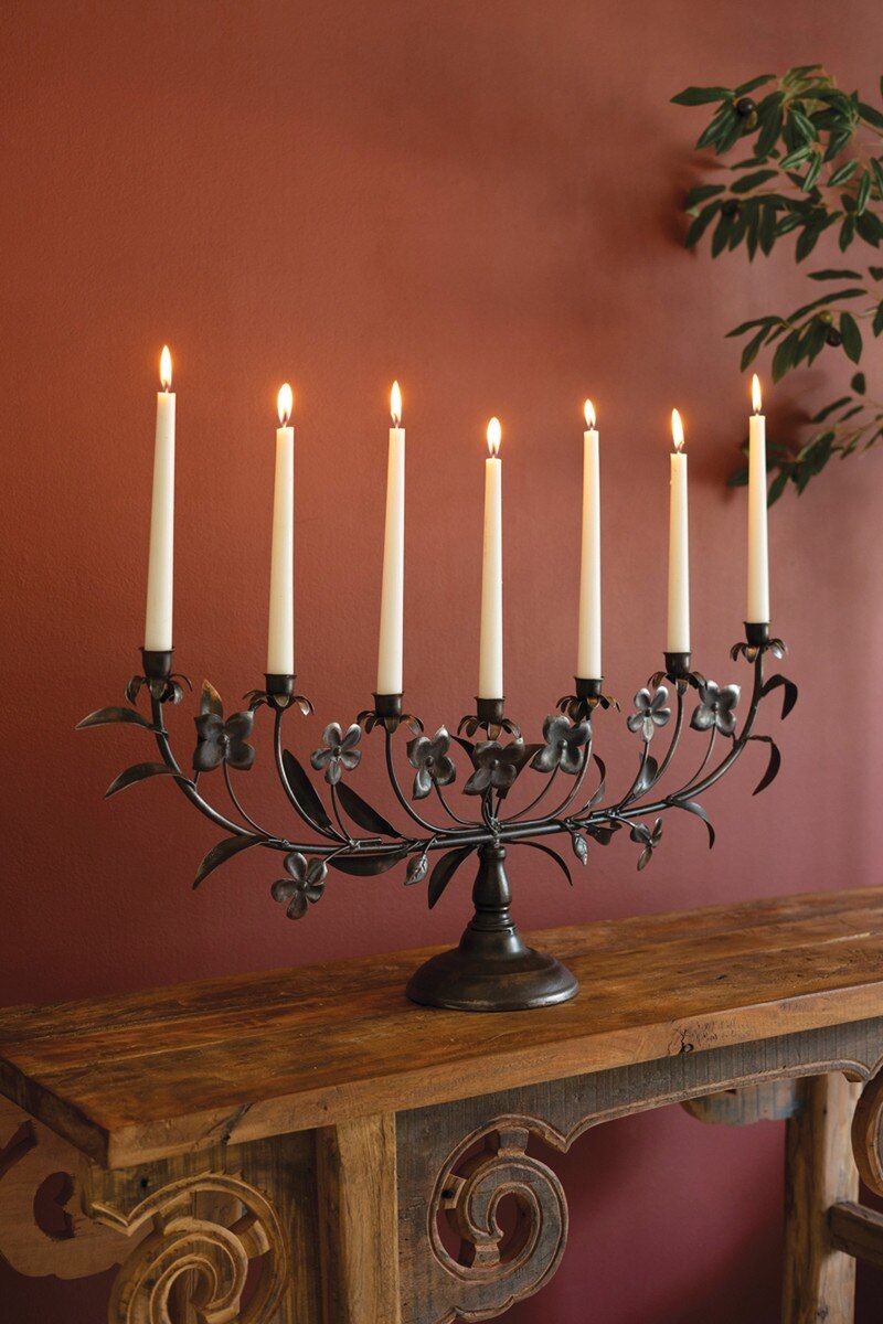 Metal Flowers Taper Candelabra