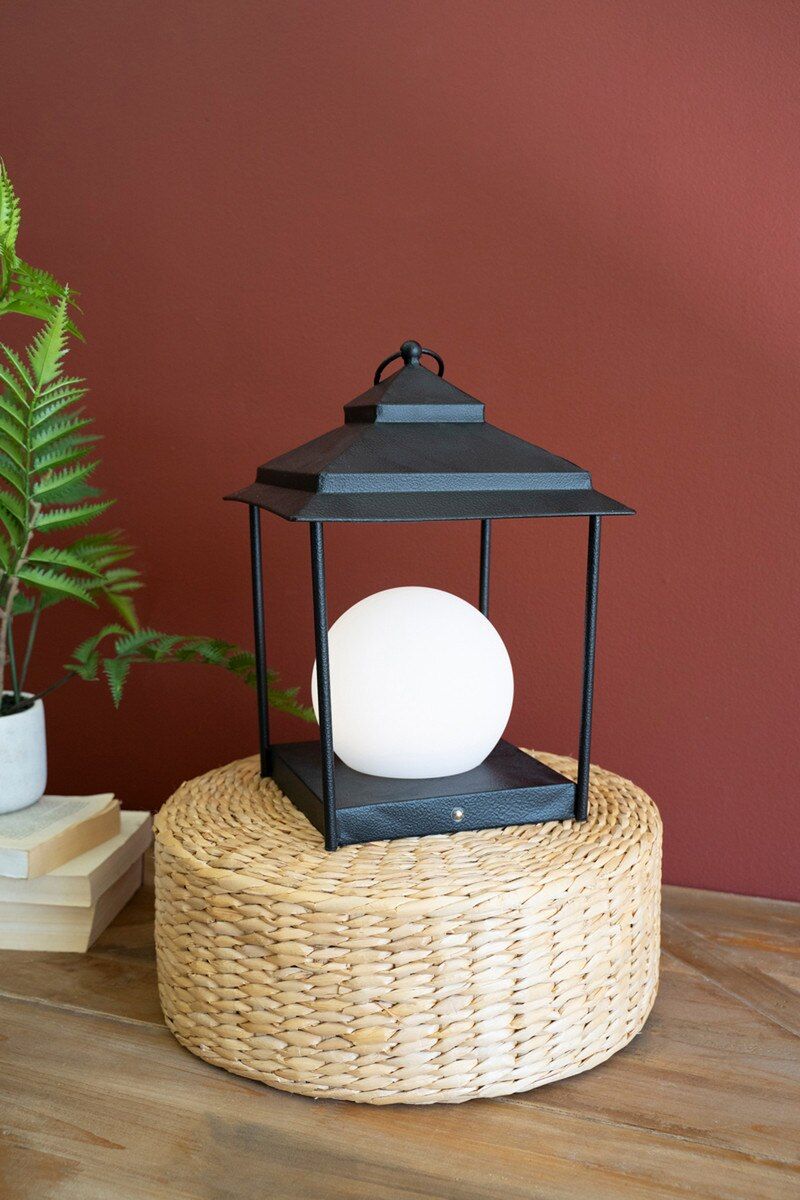 Covered Textured Black Metal LED Lantern