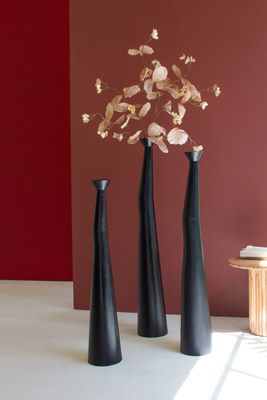 Waxed Black Tall Vase Sm Waxed Black Tall Vase Sm