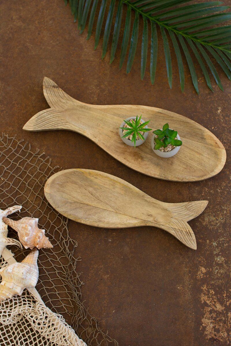 Carved Wooden Fish Platter Sm